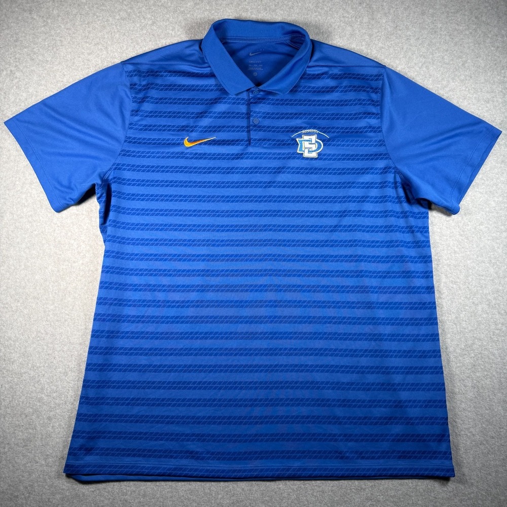 Nike Dri Fit Polo Men's XXL Blue‎ Stripe South Dakota State Jackrabbits Logo